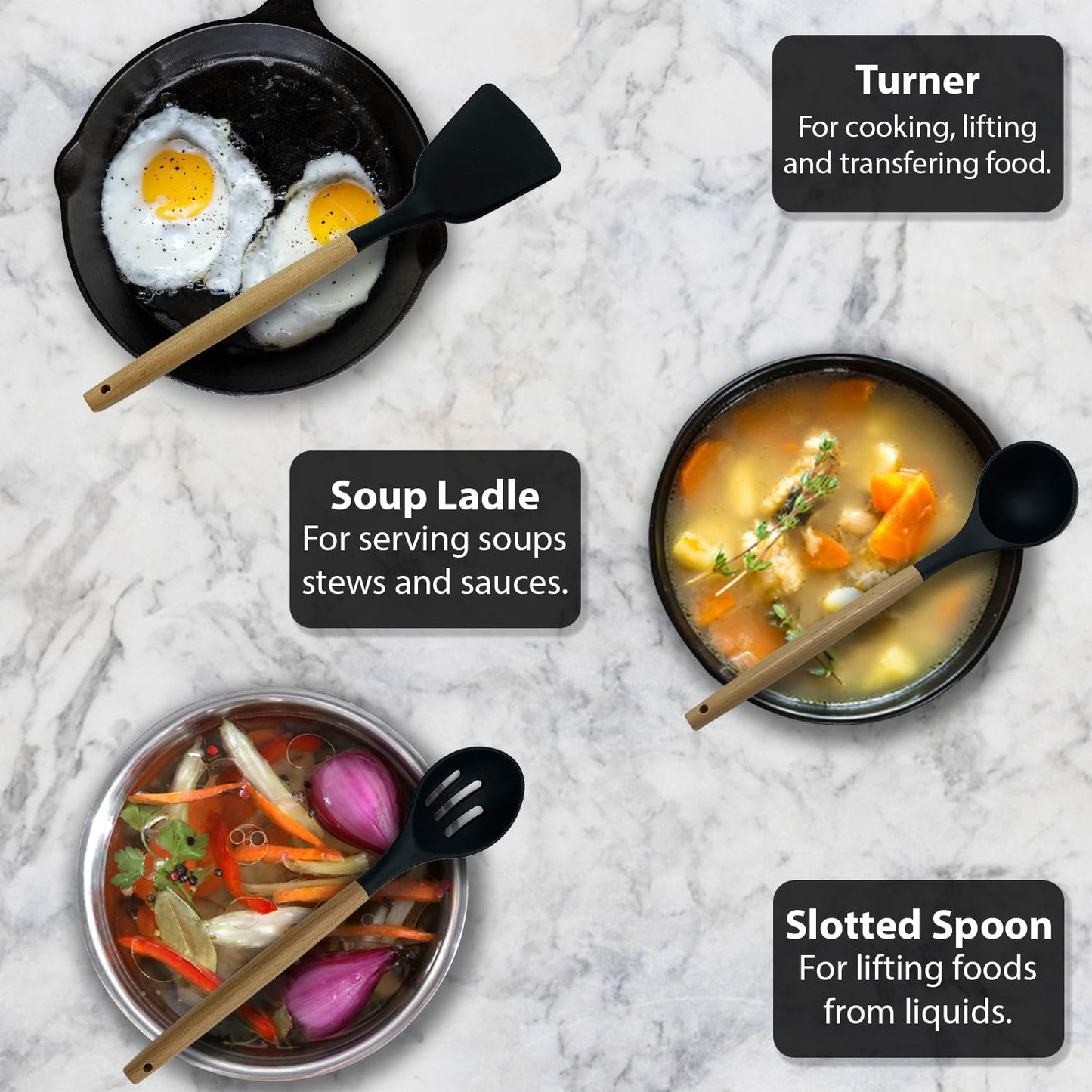 Cooking with ergonomic wooden utensils from NestBlend set
