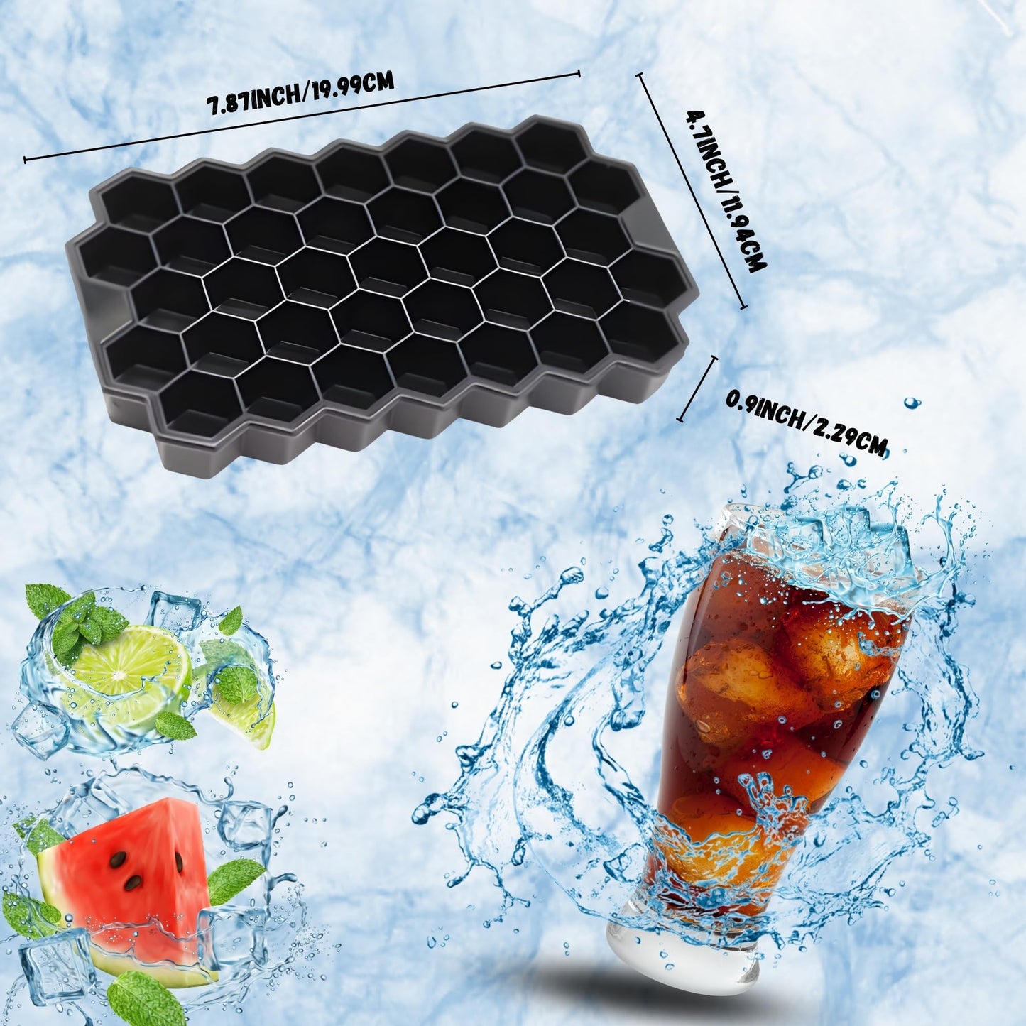 Nestblend Stackable Silicone Ice Cube Tray 2 Packs Easy Release Molds