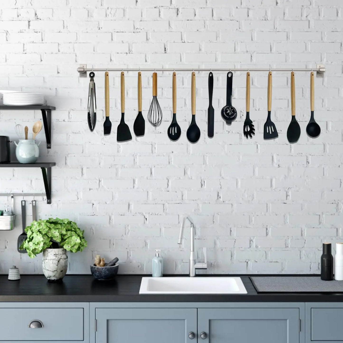 Close-up of crab spoon holder keeping counters mess-free