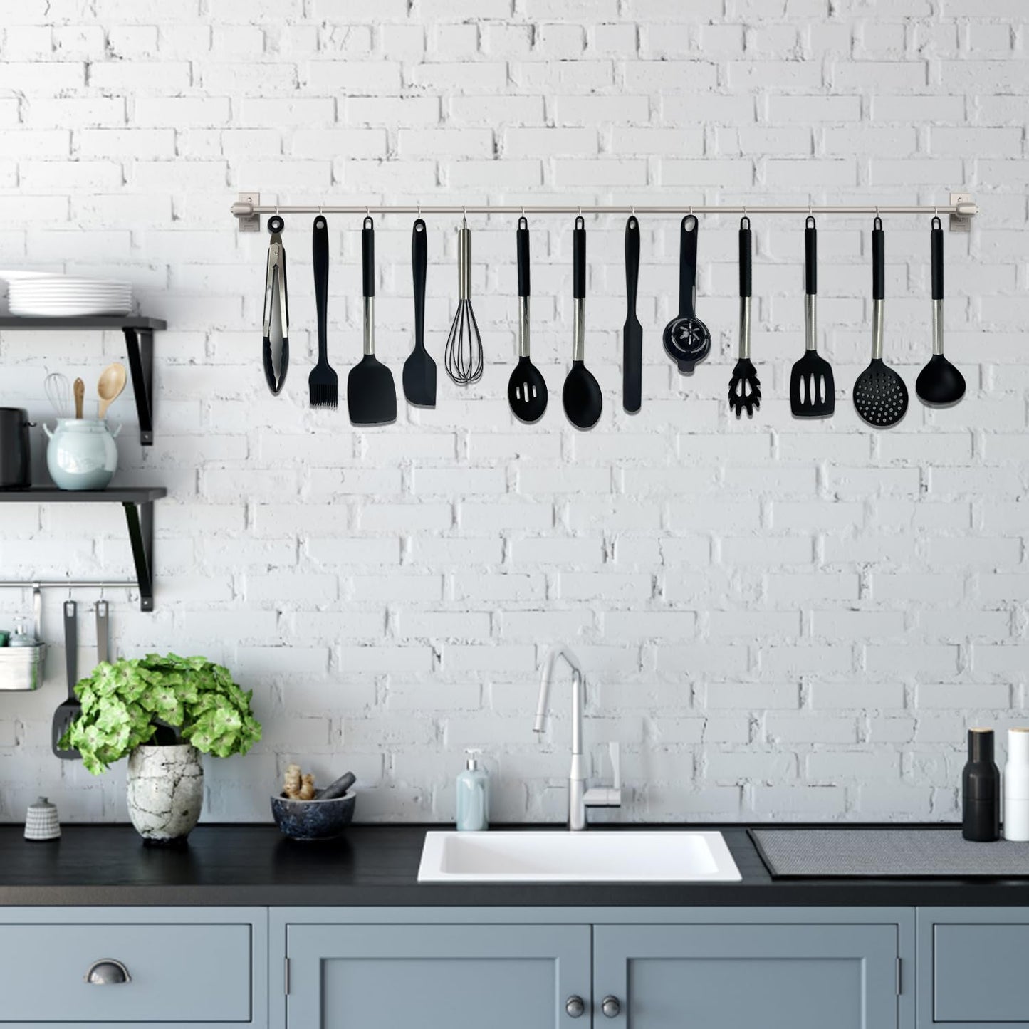 NestBlend Nonstick Black Steel 38 Pieces Kitchen Utensils Set