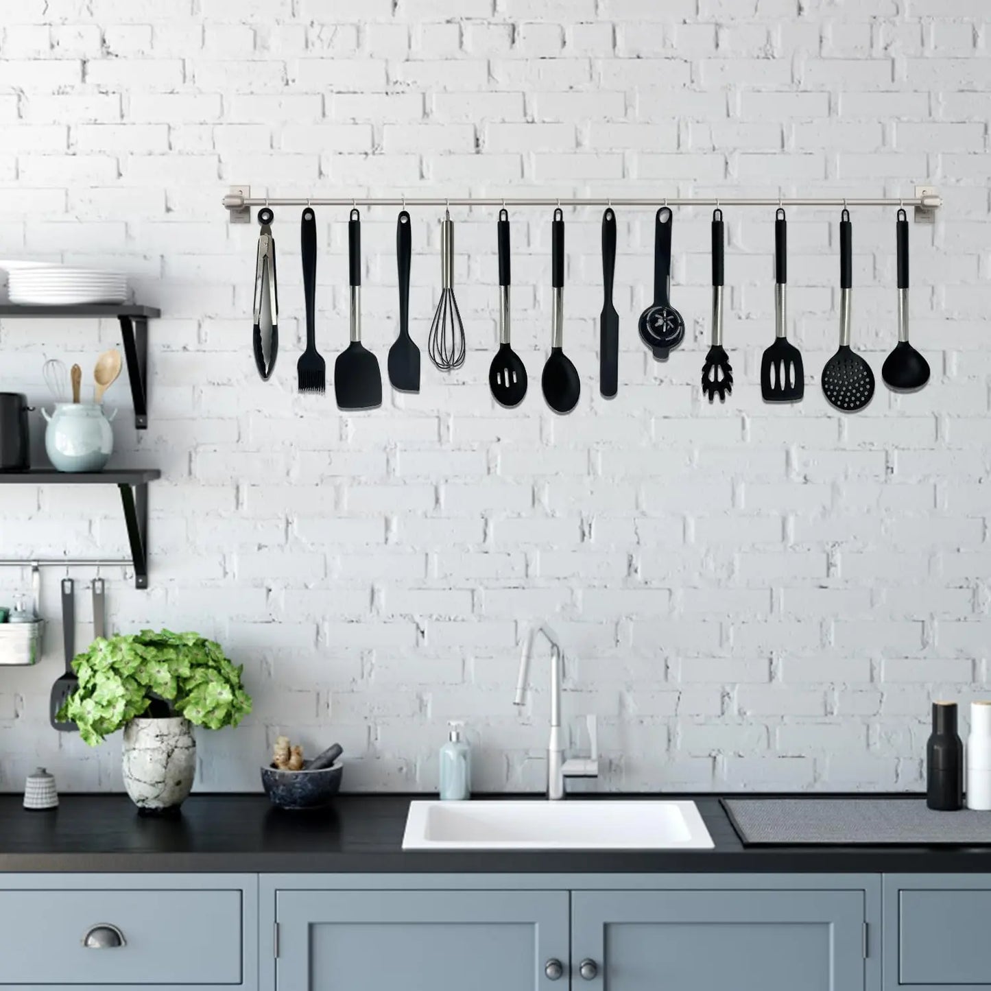 NestBlend Nonstick Black Steel 38 Pieces Kitchen Utensils Set Nestblend