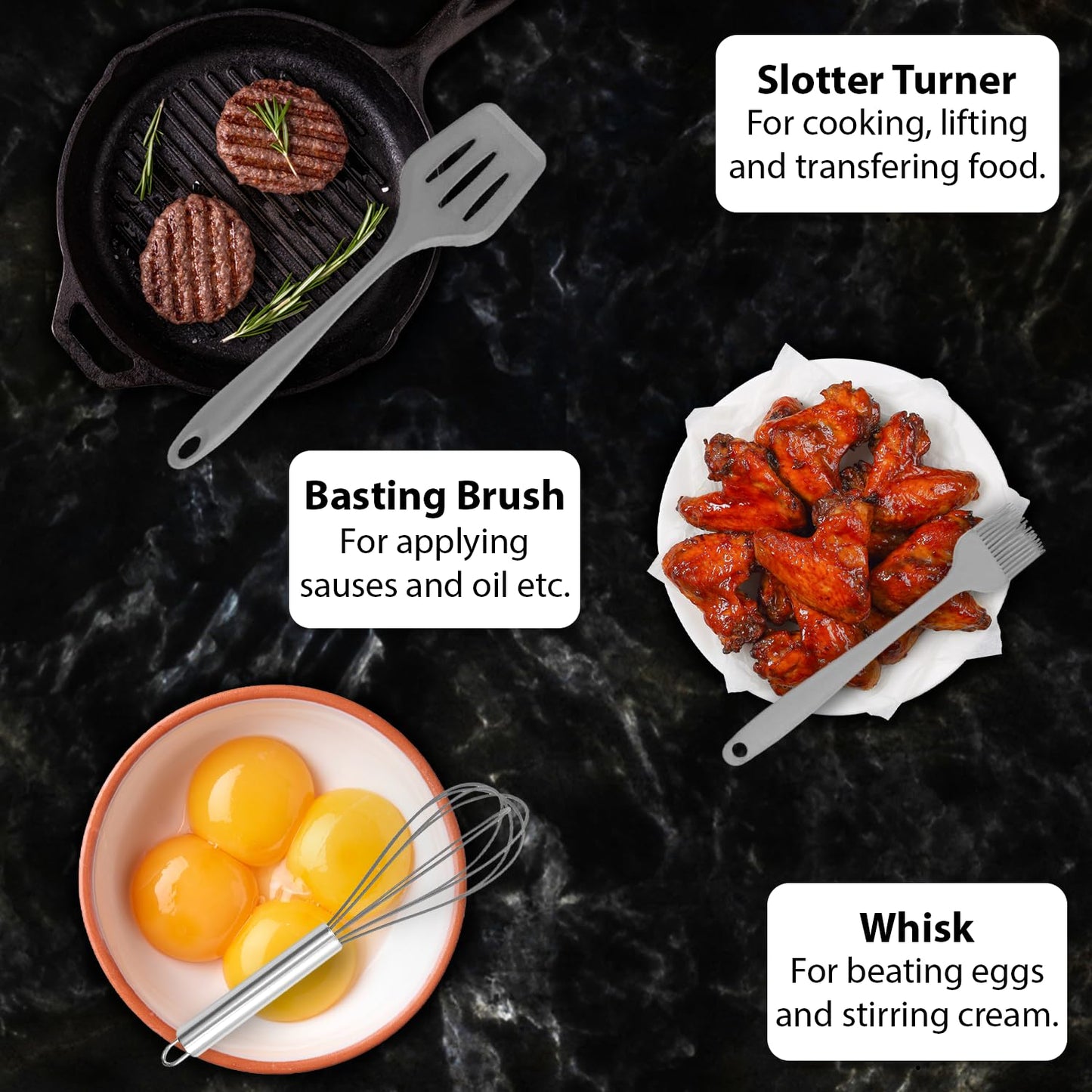 Red crab-shaped spoon holder gripping grey silicone spoon upright

