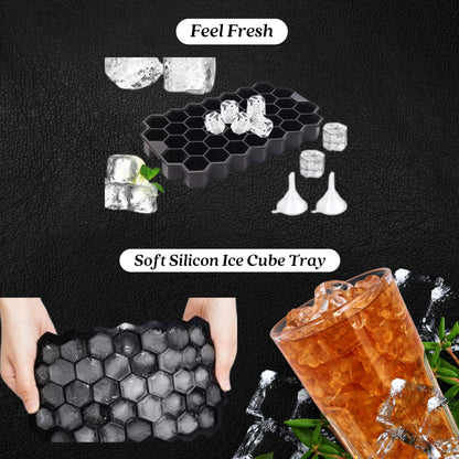 Flexible silicone tray releasing large ice cubes with ease

